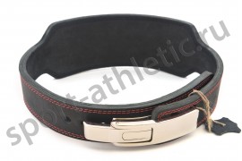 Пояс для атлетов  кожаный с карабином двухслойный, 100 мм черный (AK-056-100)