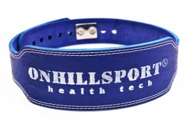 Пояс для атлетов кожаный с карабином двухслойный, 100 мм синий (AK-060-100)