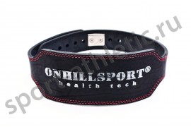 Пояс для атлетов кожаный с карабином трехслойный, 120 мм черный (AK-065-120)