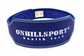 Пояс для атлетов кожаный с карабином двухслойный, 120 мм синий (AK-068-120)