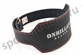 Пояс для атлетов  кожаный с карабином двухслойный, 150 мм черный (AK-072-150)