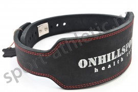 Пояс для атлетов кожаный с карабином трехслойный, 150 мм черный (AK-073-150)