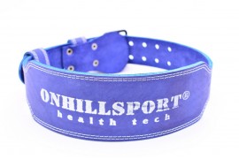 Пояс для атлетов  кожаный с пряжкой (2 иглы),  двухслойный, 100 мм синий (AP-084-100)