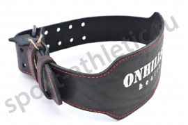 Пояс для атлетов  кожаный с пряжкой (2 иглы), однослойный, 120 мм черный (AP-091-120)