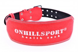 Пояс для атлетов  кожаный с пряжкой (2 иглы), однослойный, 120 мм красный (AP-094-120)