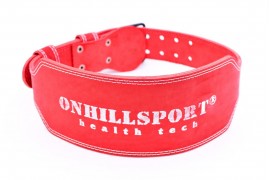 Пояс для атлетов кожаный с пряжкой (2 иглы), двухслойный, 120 мм красный (AP-095-120)