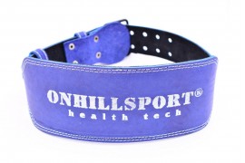 Пояс для атлетов  кожаный с пряжкой (2 иглы), однослойный, 120 мм синий (AP-097-120)