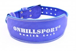 Пояс для атлетов  кожаный с пряжкой (2 иглы), двухслойный, 120 мм синий (AP-098-120)