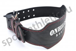 Пояс для атлетов  кожаный с пряжкой (2 иглы), однослойный, 150 мм черный (AP-208-150)