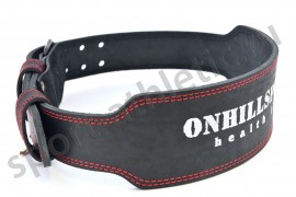 Пояс для атлетов кожаный с пряжкой (2 иглы), двухслойный, 150 мм черный (AP-209-150)