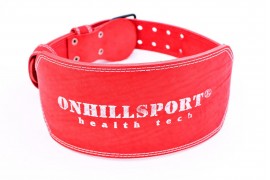 Пояс для атлетов кожаный с пряжкой (2 иглы), двухслойный, 150 мм красный (AP-212-150)