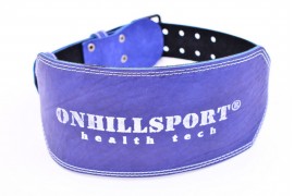 Пояс для атлетов  кожаный с пряжкой (2 иглы), однослойный, 150 мм синий (AP-214-150)