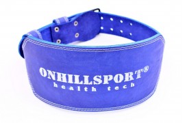 Пояс для атлетов  кожаный с пряжкой (2 иглы), двухслойный, 150 мм синий (AP-215-150)