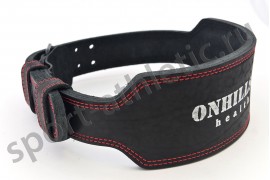 Пояс для атлетов кожаный с пряжкой (2 иглы), трехслойный, 100 мм черный (AP-090-100)