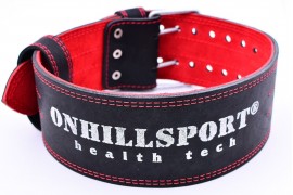 Пояс для силовых упражнений с пряжкой (2 иглы) 2 слоя,  черно-красный (PP-038)