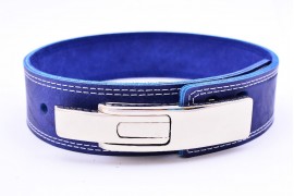 Пояс для жима лежа с карабином 60 мм двухслойный, синий (GK-044)