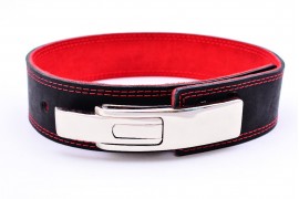 Пояс для жима лежа с карабином 60 мм двухслойный, черно-красный (GK-046)