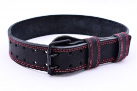 Пояс для жима лежа с пряжкой (2 иглы), двухслойный, 60 мм ширина, черный (PG-049)